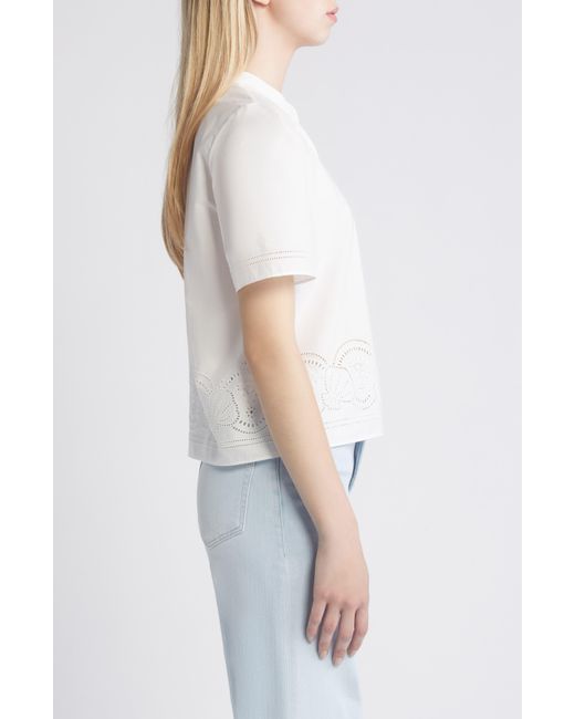 FRAME White Shell Embroidered Poplin Button-up Shirt