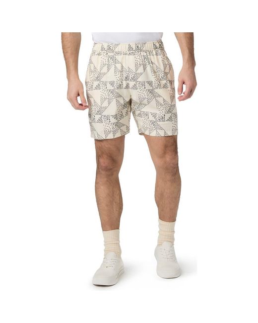 PAIGE Natural Elijah Geo Print Drawstring Shorts for men