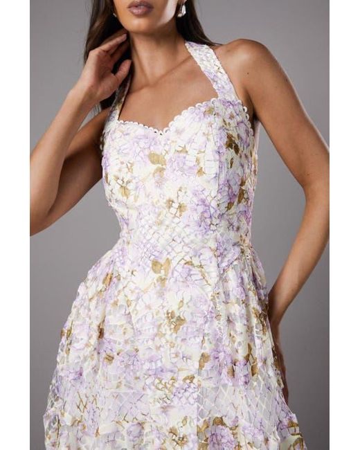 Coast White Printed Lace Halter Neck Midi Dress