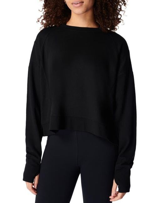 Sweaty Betty Black After Class Cotton Blend Crop Sweatshirt