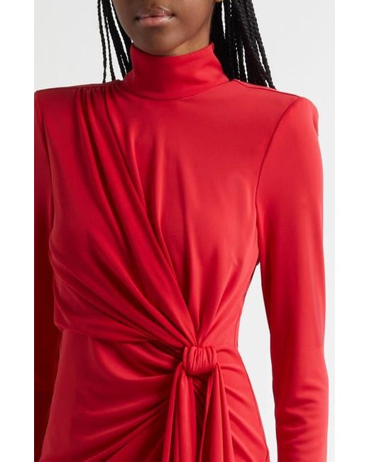 Cinq À Sept Red Joelene Knot Front Long Sleeve Knit Minidress