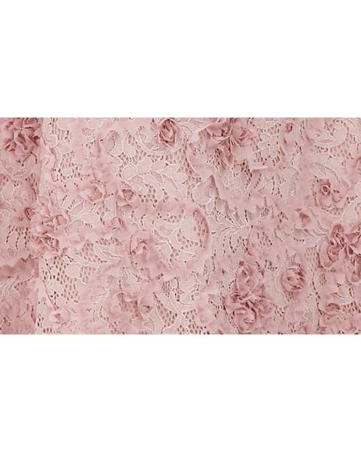JS Collections Pink Jenni Floral Lace Cocktail Midi Dress