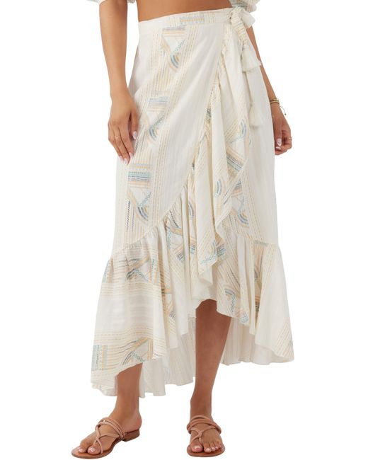 O'neill Sportswear Natural Adilah Stripe Tiered Cotton Wrap Skirt
