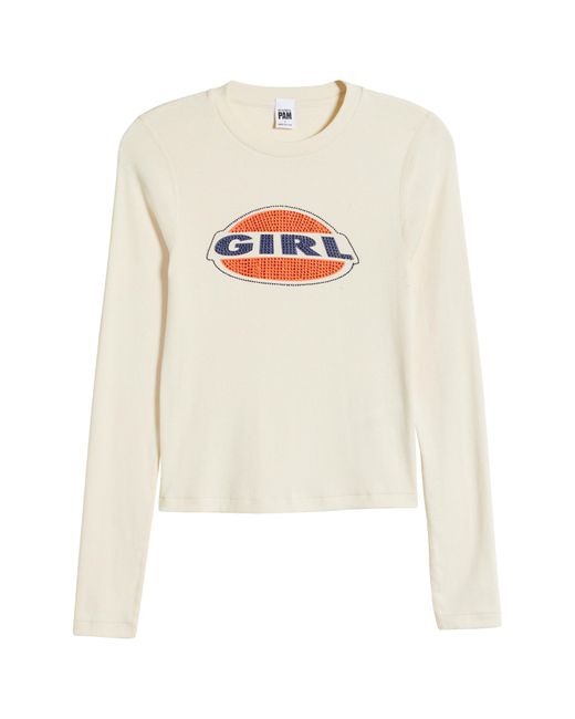 Re/done White '90s Girl Embellished Long Sleeve T-shirt