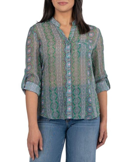 Kut From The Kloth Blue Jasmine Chiffon Button-Up Shirt