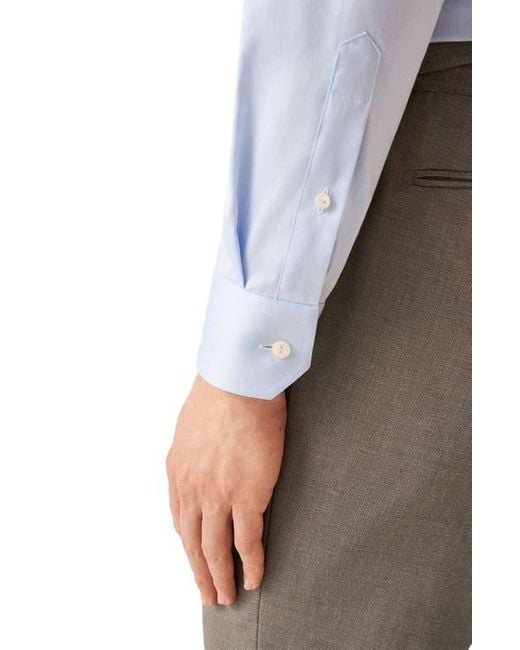 Eton of Sweden Blue Contemporary Fit Solid Cotton Dress Shirt for men