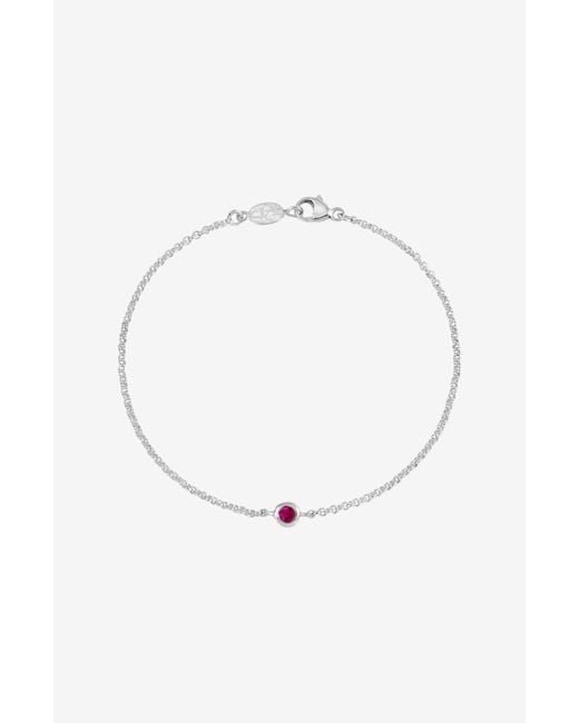 Dower & Hall White Single Ruby Dewdrop Chain Bracelet