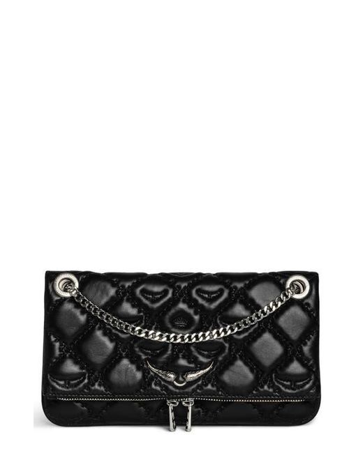 Zadig & Voltaire Black Rock Ii Diamond Quilted Monogram Leather Crossbody Bag