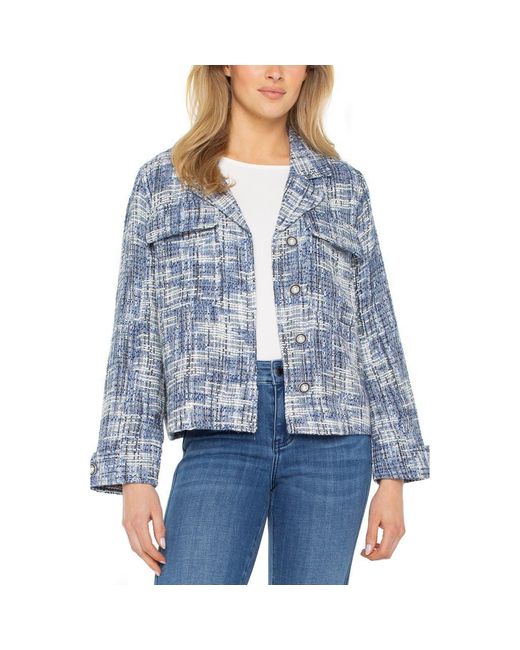 Liverpool Los Angeles Blue Boxy Tweed Jacket