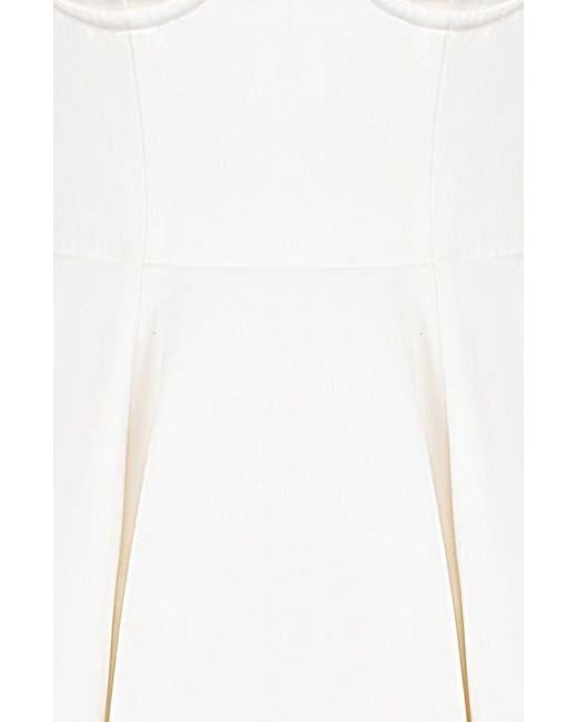 House Of Cb Mademoiselle Bustier Stretch Satin Midi Cocktail Dress in White  | Lyst