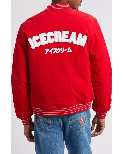 ICECREAM Red Hounds Corduroy Varsity Jacket for men