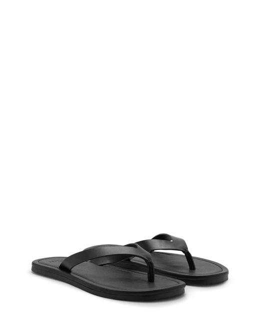 Mango Black Leather Flip Flop for men