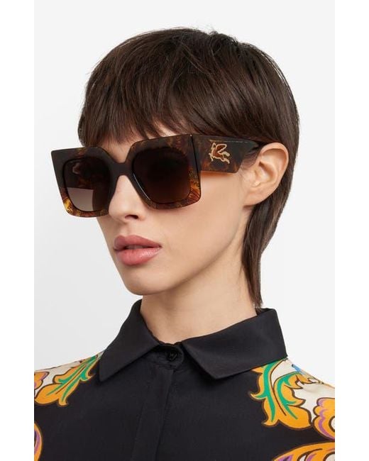 Etro Brown 53Mm Gradient Square Sunglasses