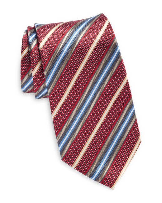 Red and White Striped Mens Silk Tie 