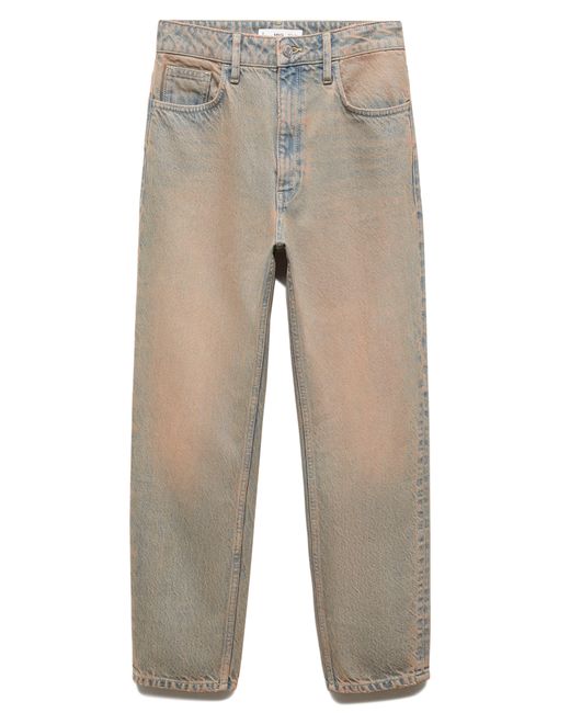 Mango Natural Tinted High Waist Ankle Tapered Mom Jeans