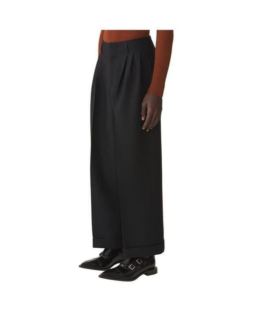 Lanvin Black Wide-Leg Flannel Pants for men