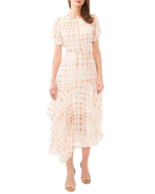 Halogen® Multicolor Halogen(r) Print Flutter Sleeve Asymmetric Dress