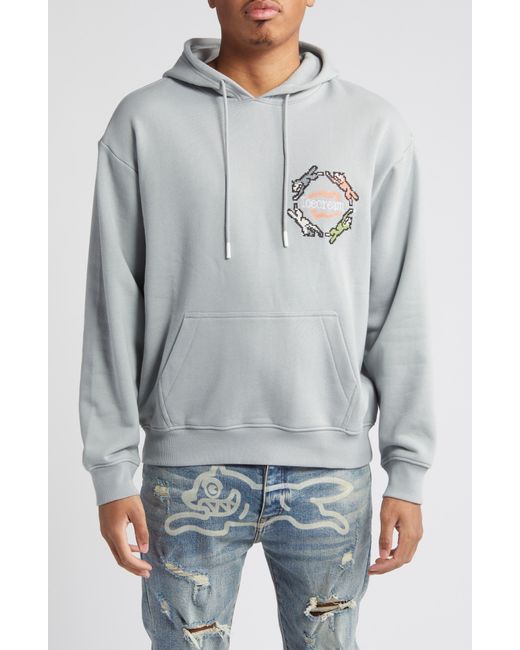 ICECREAM Gray Embroidered Cotton Graphic Hoodie for men