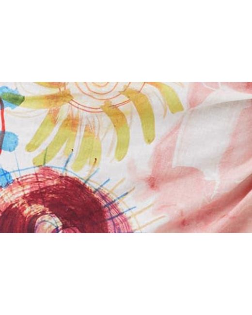 Scotch & Soda Red Stretch Linen Blend Asymmetric Midi Dress