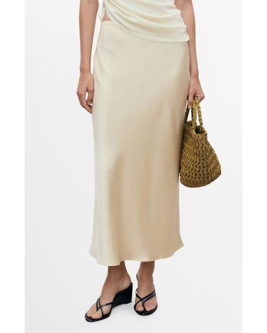 Mango Natural Mia Satin Midi Skirt