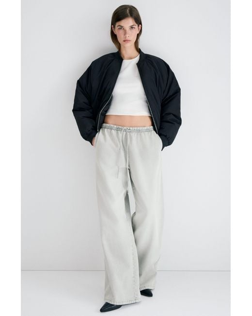 H&M White Denim Pull-On Trousers