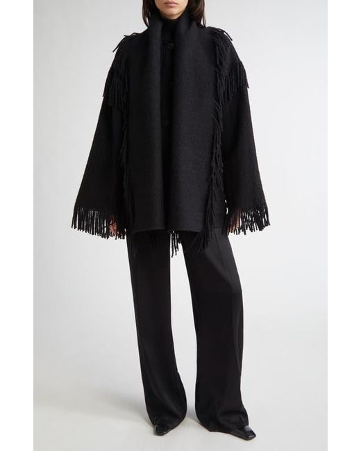 TOTEME Women's Black Double Face Wool Blend Scarf Jacket