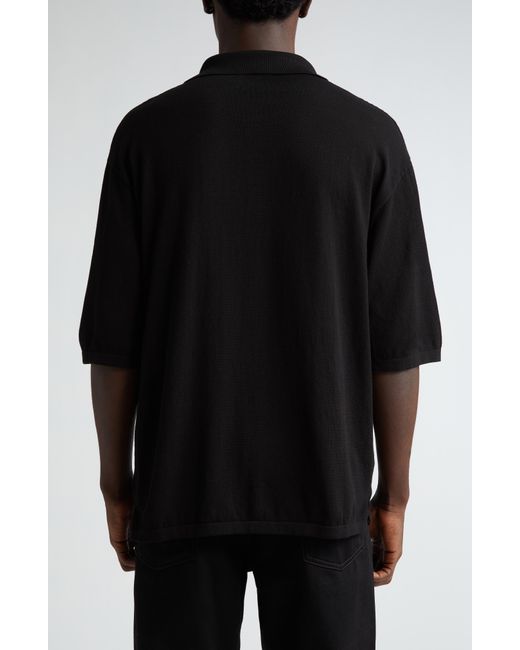Lemaire Black Short Sleeve Cotton Knit Button-up Shirt for men
