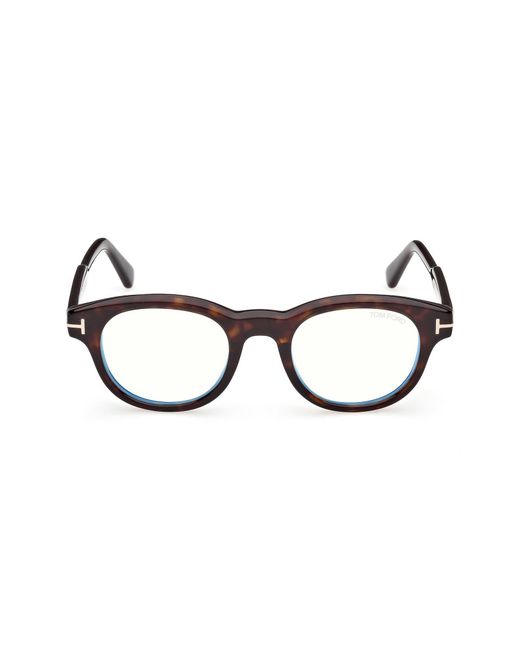 Tom Ford Brown 47Mm Round Optical Glasses for men