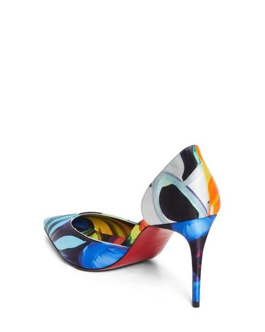 Christian Louboutin Blue Iriza Flower Pointed Toe Half D'Orsay Pump