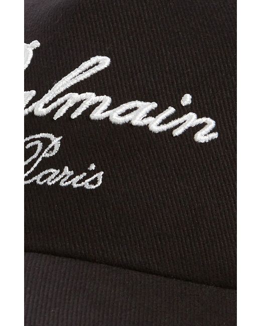 Balmain Black Signature Embroidered Cotton Baseball Cap for men