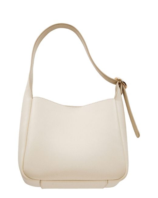 Mango Natural Statement Buckle Faux Leather Hobo Bag