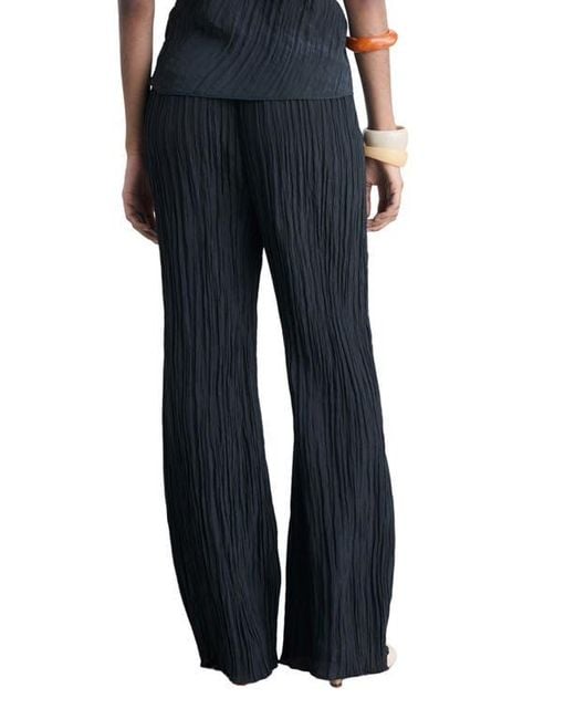 Mango Black Pleated Straight Leg Pants