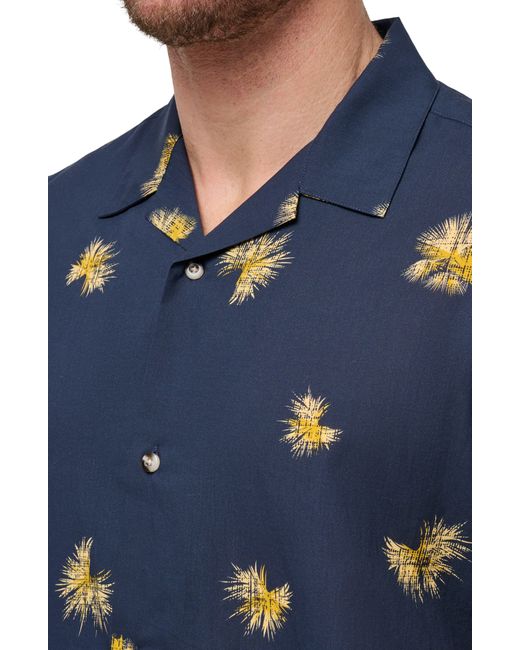 Travis Mathew Blue Casino Holiday Camp Shirt for men