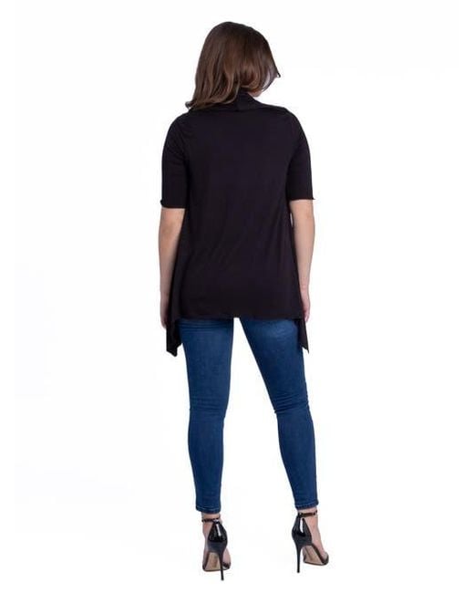 24seven Comfort Apparel Blue Loose Fit Open Front Cardigan With Half Sleeve