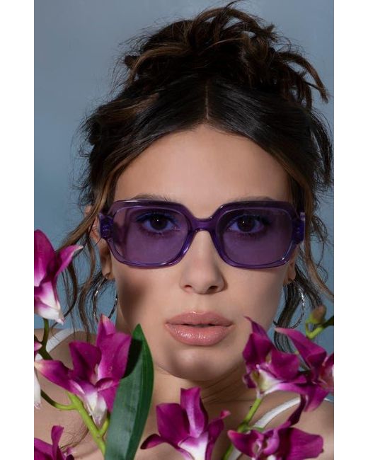 Florence By Mills Purple 55Mm Rectangular Sunglasses