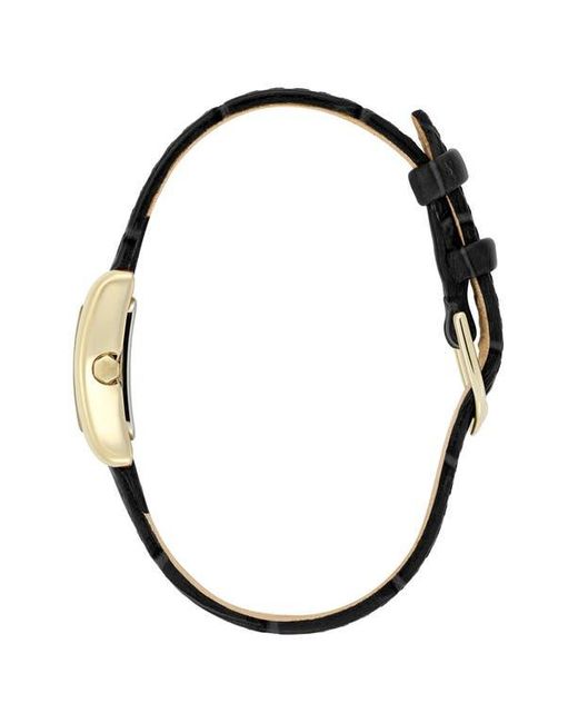 Olivia Burton Black Mini Grove Rectangular Croc Embossed Leather Strap Watch, 16Mm