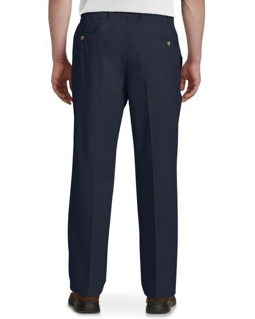 Harbor Bay by DXL Blue Big & Tall Elastic-Waist Pants for men