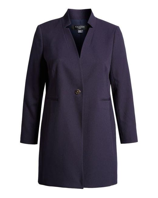 Tahari Blue One-Button Twill Jacket