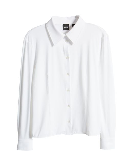 Boss White Solid Button-up Shirt