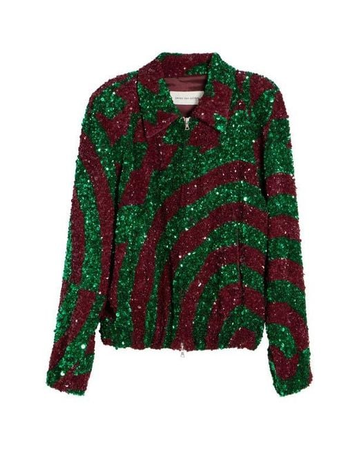 Dries Van Noten Red Abstract Sequin Jacket