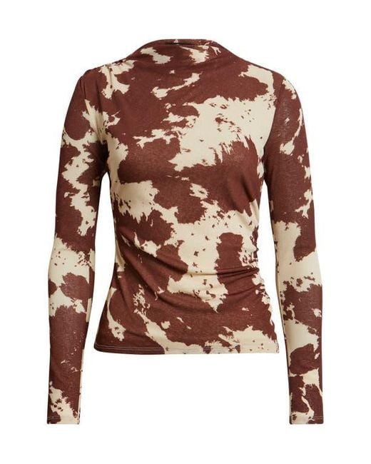 Rails Black Joelle Cow Print Ruched Funnel Neck Top
