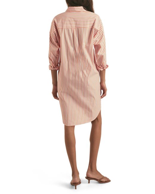 FAVORITE DAUGHTER Natural The Tell Me About It Stripe Long Sleeve Shirtdress