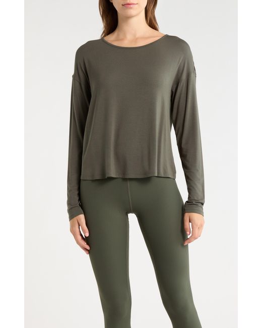 Mpg Gray Breeze Open Twist Back Top