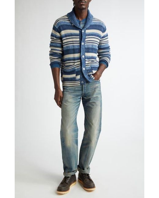 Ralph Lauren Blue Stripe Cotton & Linen Cardigan for men