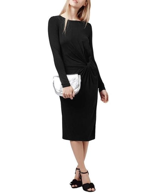 TOPSHOP Black Knot Front Dress