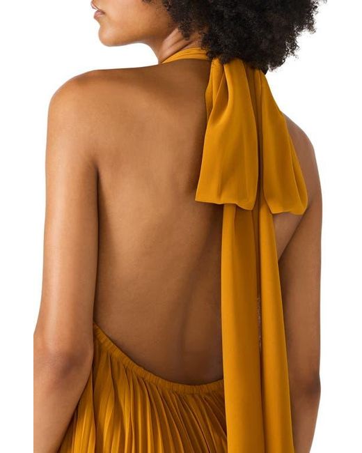 Steve Madden Brown Maraya Pleated Halter Dress