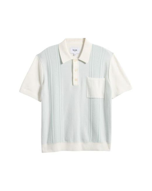 Wax London White Turin Stripe Cotton Pocket Polo Sweater for men