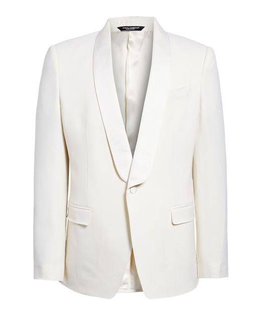 Dolce & Gabbana Sicilia Fit Stretch Wool Blend Tuxedo Jacket in White ...