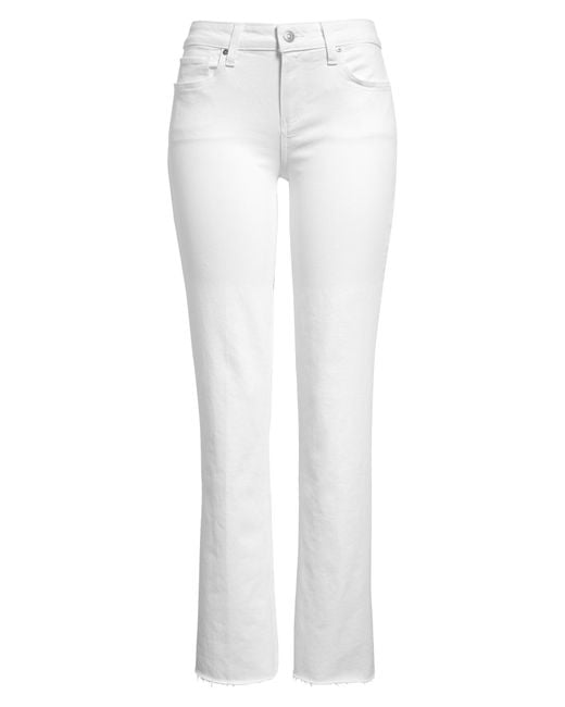 PAIGE White Sloane Raw Hem Stretch Bootcut Jeans