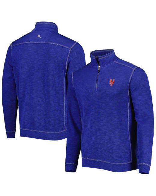 Tommy Bahama Blue New York Mets Tobago Bay Tri-blend Quarter-zip Sweatshirt At Nordstrom for men